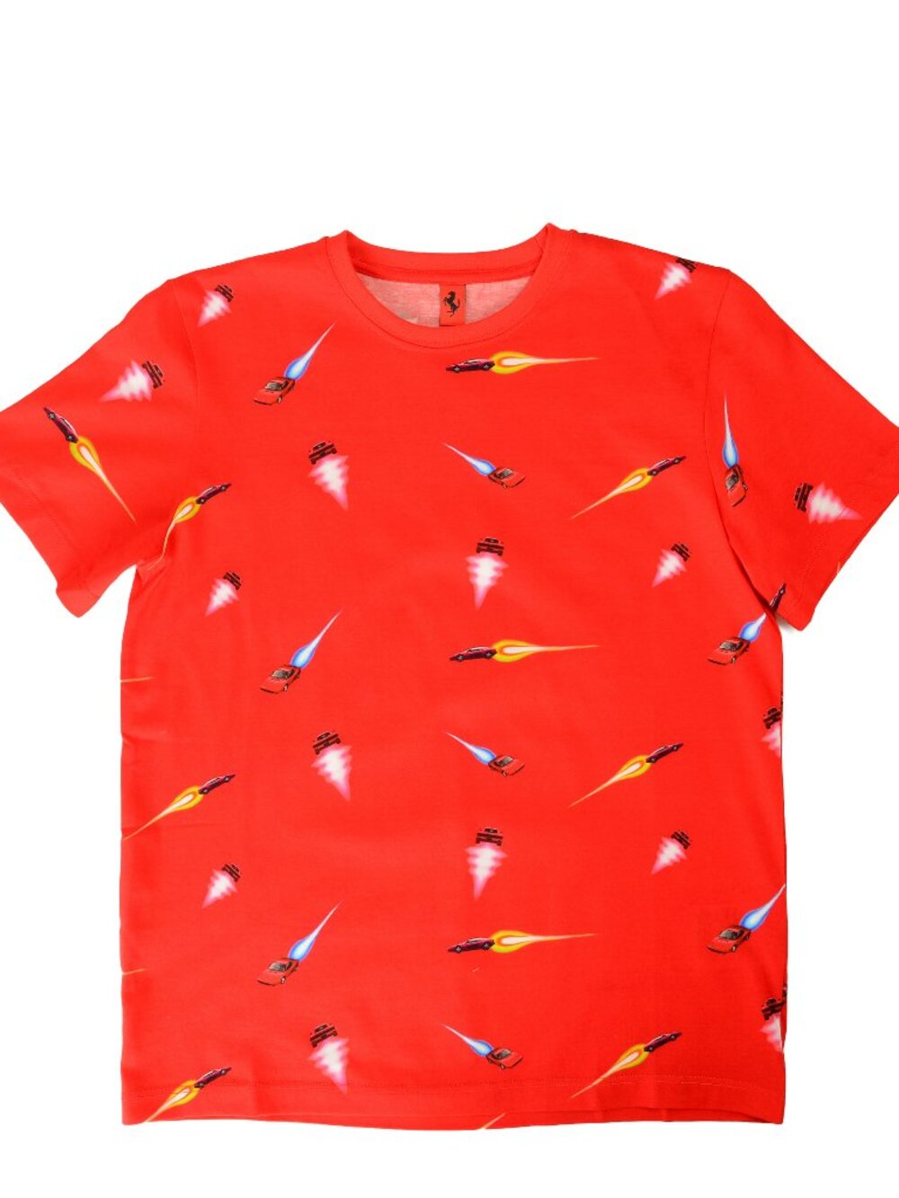 Scuderia Ferrari Kid Red "Allover" Short Sleeve Crewneck T-Shirt sz 9/10 Years